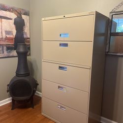 Beige 5 Door Filing Cabinet