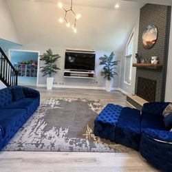 BETHANY Blue Velvet Sofa & Loveseat