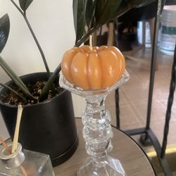 Small Scented Pumpkin Candle Glass Holder 