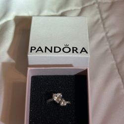 Sterling Silver Double Heart Pandora Ring