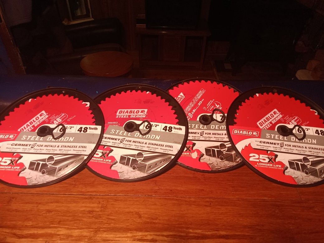 (4) Diablo 61/2 Inch 48 Teeth Steel Demon Blades