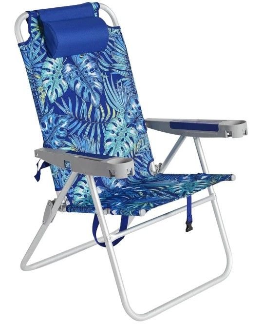 Set Of 2, SUNNYFEEL Oversized Tall Folding Beach Chair Lightweight, 17" Portable Sand Chair for Adults Heavy Duty 500 LBS with Cup Holders
