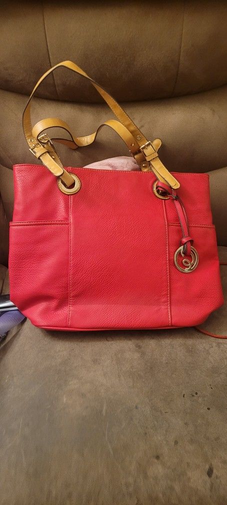 Red Leather Hand Bag