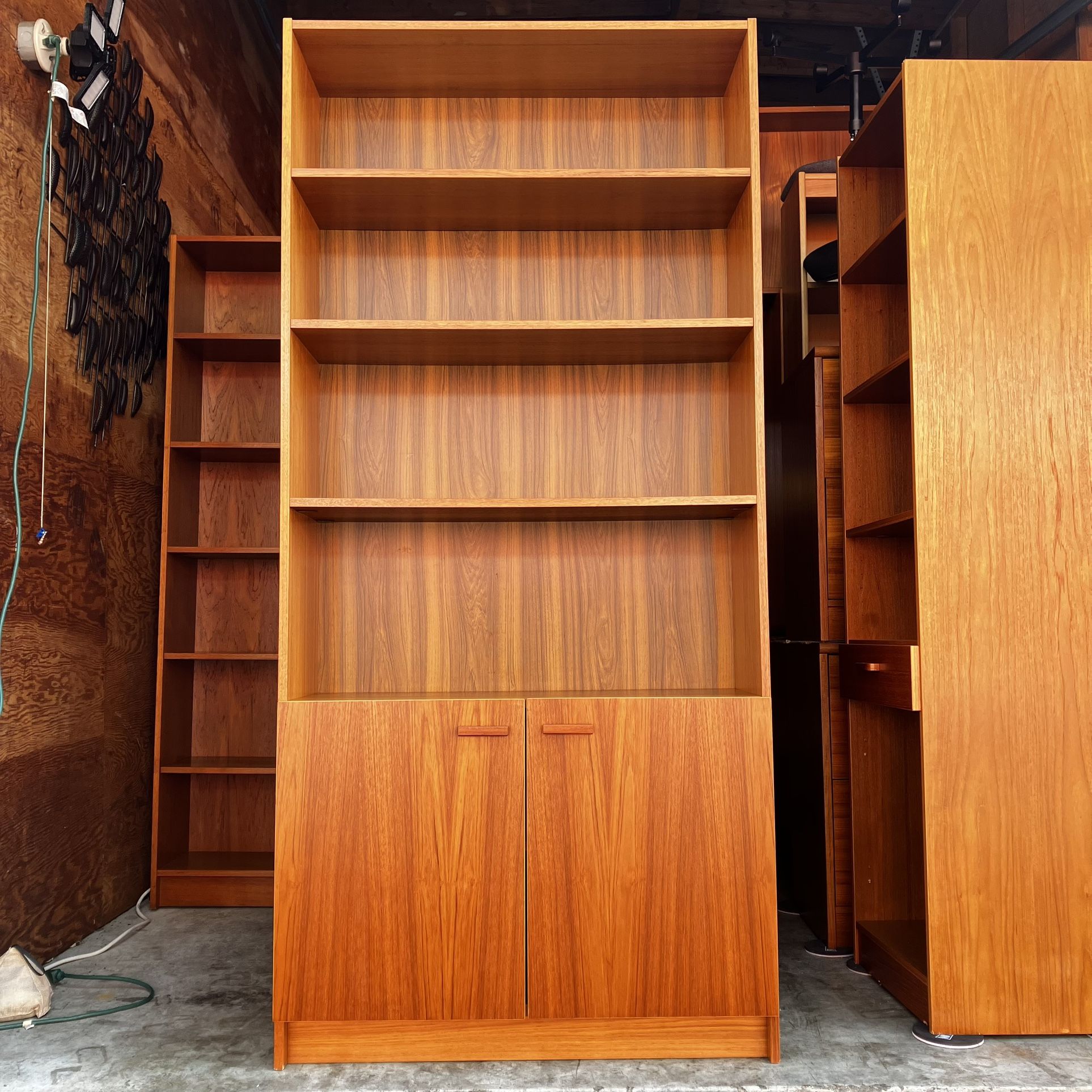 Beautiful Vintage Mid Century Modern Teak Bookcase with Lower Cabinet