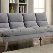 New Microfiber Futon / Bed With Chrome Legs.  Grey, Brown, Blue.  67x28x31H; 67x40x17H.  Free Delivery!