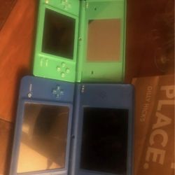 DSi XL blue and Regular DSi green and they both are sold together, description for condition
