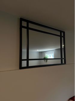 Modern Black Framed Wall Mirror – 38” x 26”