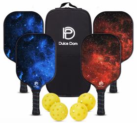 (B-42) DULCE DOM Pickleball Paddles Set of 2/4 - Beginner-Friendly Gift Kit USAPA Approved Fiberglass Surface Pickle Ball Rackets with Carrying Bag, I