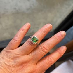 Zirconia Sterling Silver Green Ring