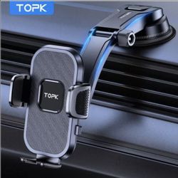 TOPK Car Phone Holder – Universal Dashboard Mount, Strong Grip, Fits All Phones