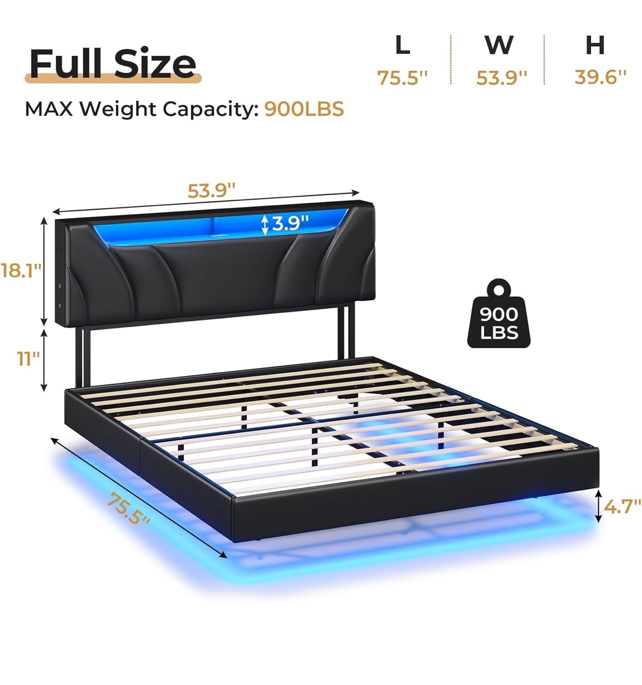 Bed Frame With Headboard (no Led)