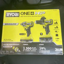 Ryobi 18v Hammer Drill And Impact Gun, Battery’s And Charger Included 