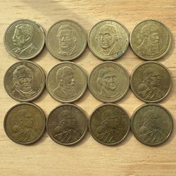 Lot Of (12) USA One Dollar Coins 