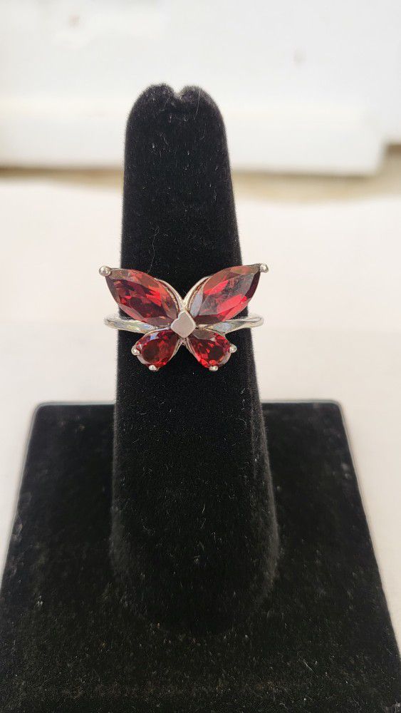 Red Garnet Butterfly Ring