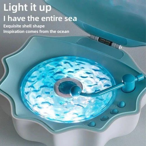 Shell Bluetooth Speaker with Northern Lights Projector – 7-Color Mood Lamp, White Noise & Ocean Wave Effects