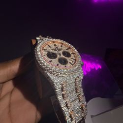 VVS Moissanite Watch Ap Chrono Two-Tone Rose Gold