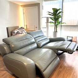 Milan Mint Dual Power Leather Sofa