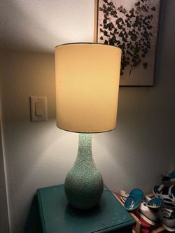 Teal Blue Textured Ceramic Table Lamp