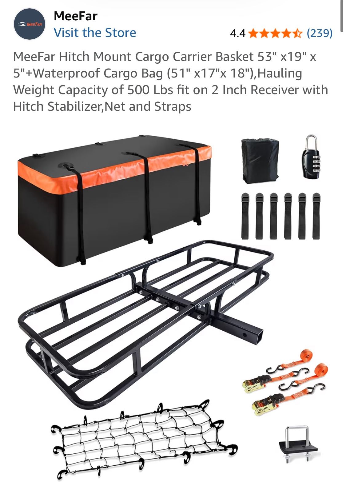 Hitch Mount Cargo Carrier Basket