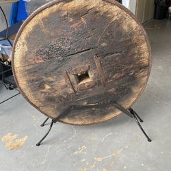 Antique Turkish Wooden Wheel With Iron On The Edges