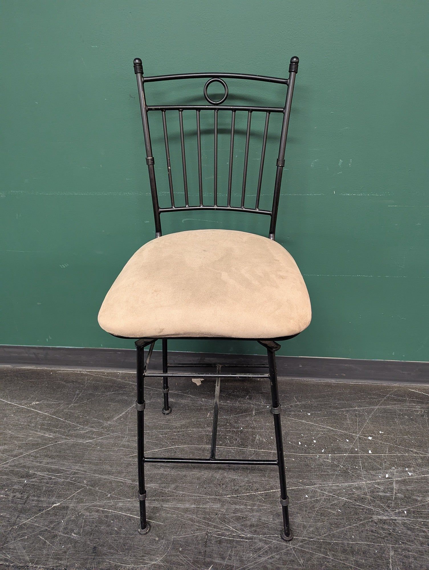 Plumeria Metal Bar Stool with Beige Cushion