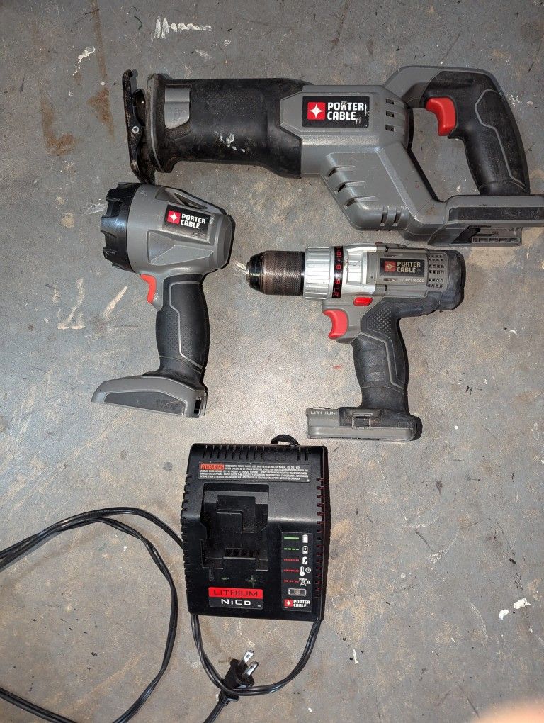 Porter Cable Reciprocating Saw, Drill/Screw Gun, Flashlight,Charger!