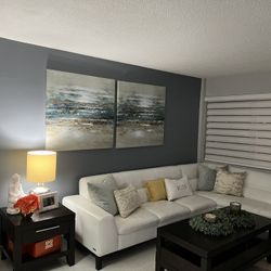 White Leather Sectional Sofa 
