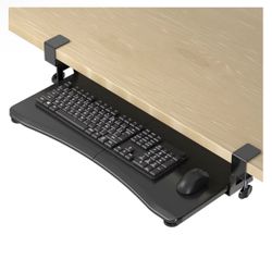 suptek Keyboard Tray Under Desk Pull Out with C Clamp Mount, Computer Keyboard & Mouse Tray, 25.6 (30 Including Clamps) x 11.8 inch Slide-Out Platform