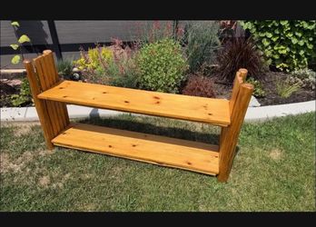 Rustic Log Style Wooden book Shelf