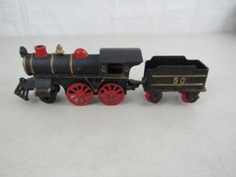 Vintage Cast Iron Tou Train Locomotive & Coal Car 11 1/2" Length #50