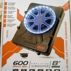Power Acoustik 8" Sub Woofer With Built-in Amplifier Brand New In The Box