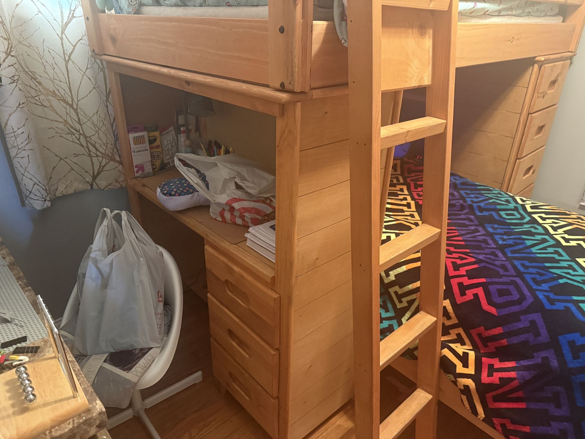 Bunk Bed with Desk, Drawers, and Full/Twin Setup