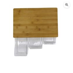 BRAND NEW• NEVER USED• mainstays Bamboo cutting board with 3 sliding trays 