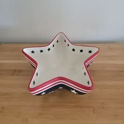 Hausen Ware Star Shape Serving Bowl.Patriotic Party Stars & Stripes
