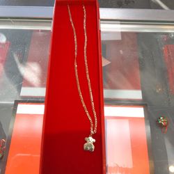 14k Bear Pendant Chain