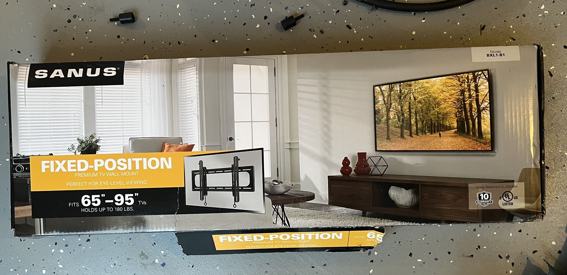 Sanus - Premium Series Fixed-Position TV Wall Mount for Most TVs 65"-95" up to 180 lbs - Slim Profile Sits 1.6" From Wall - Black