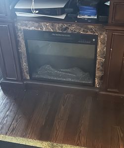 Dining table marble, 4 Chairs, Dining Buffett And Fireplace Stand With Insert