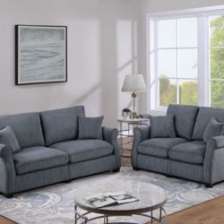 2 Pc Corduroy Sofa And Loveseat Set