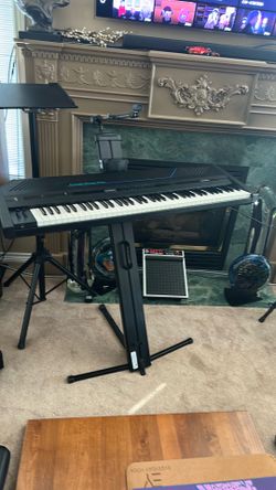 Kurzweil Ensemble Grande Piano + Ultimate Support Column Stand + gator frameworks seat+ on stage stands mic stand bundle