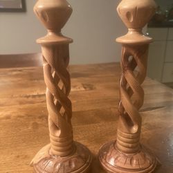 Hand Carved Wood Candle Holders Made In The Holy Land