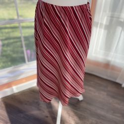 Red Stripe Flare Skirt