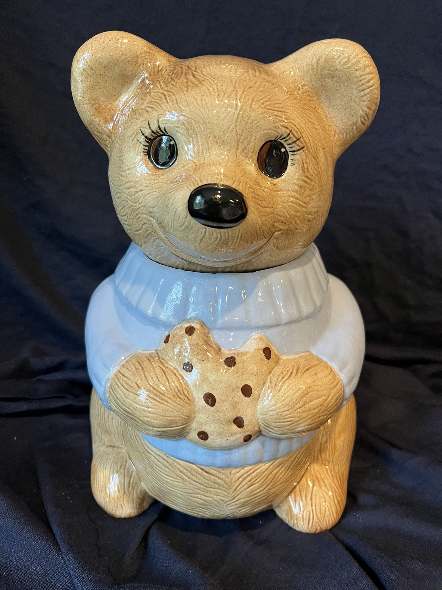 Vintage Teddy Bear  Holding Cookie Cookie Jar 