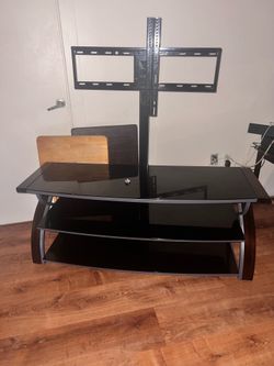 Black Glass TV Stand with Mount