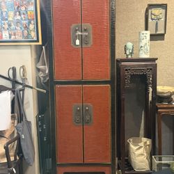 Japanese Red Lacquer Cabinet 