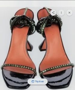 Amina Muaddi black/lime stiletto size 38