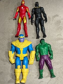Marvel Avengers Action Figures - Iron Man & Black Panther & Thanos & Hulk 6”