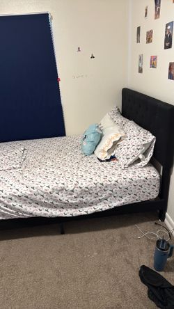 Full size bed frame and mattress