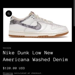 Nike Dunk Low Washed Denim Size 8.5 Men’s New