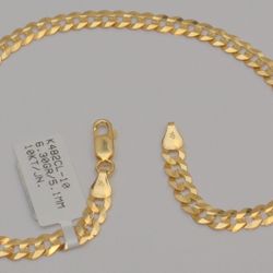 Gold chain 10k solid yellow cuban curb link anklet bracelet 10 in 5.0 mm 6.3 gr