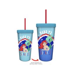 Disney Ariel "Dare to Sparkle" Color Change Tumbler with Lid and Straw, 24 oz